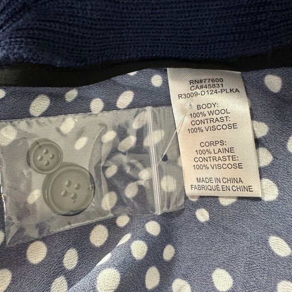 Sandrine Rose Polka Dot Oversized Mixed Media L/S Button Up Cardigan Women S NWT - Picture 8 of 9